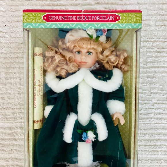 Classic Treasures Bisque Porcelain Doll Green Dress Special Edition Collectible - Picture 3 of 10